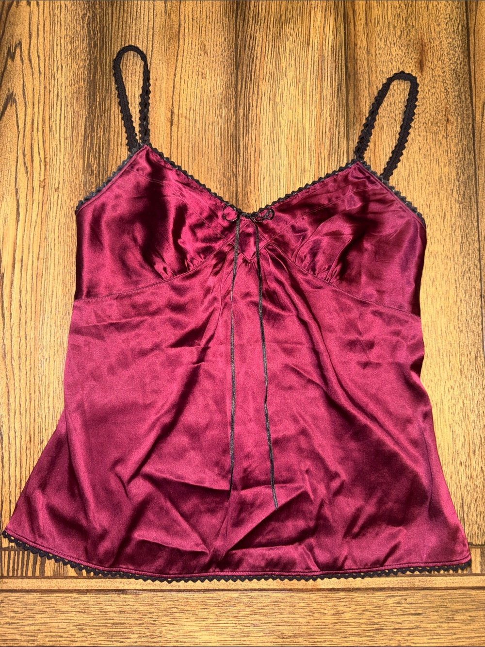 Express Silk Burgundy Camisole with Black Trim
